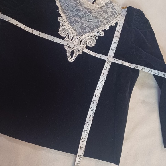My Michelle Vintage Black Velvet Victorian Lace Bib Skirt Set Goth Dark Academia - Picture 5 of 16